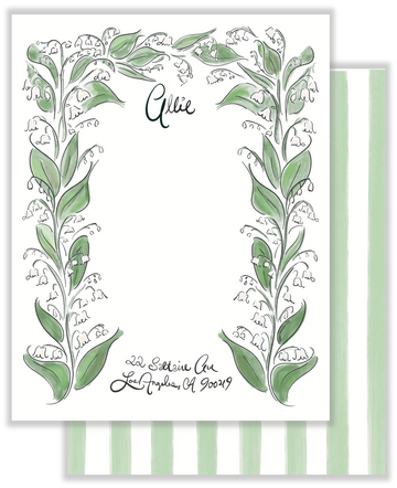 Climbing Lily of the Valley Stationery with Custom Calligraphy