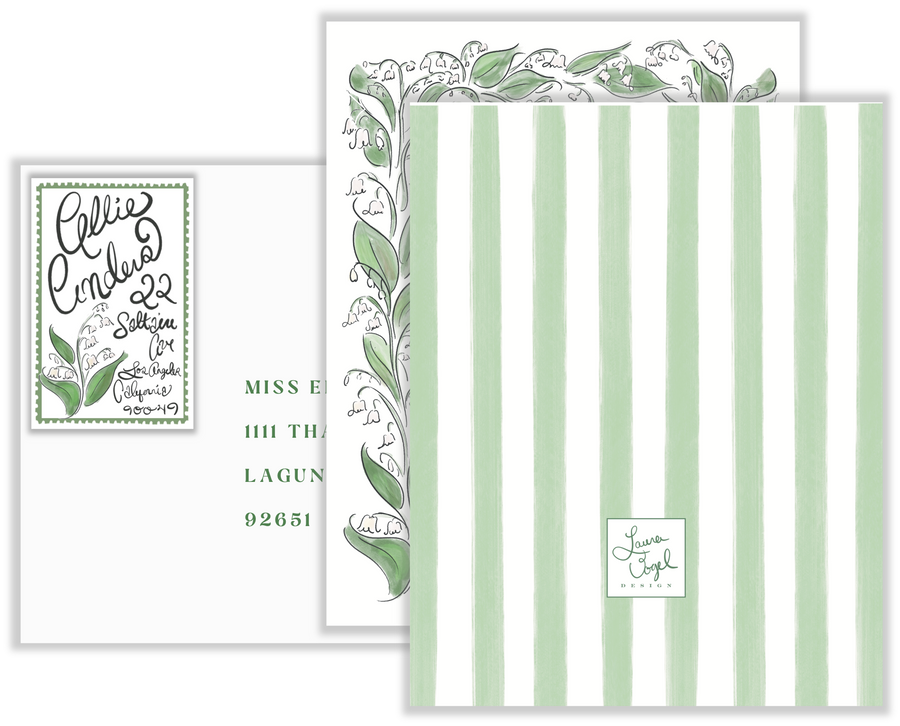 Climbing Lily of the Valley Set *Custom Calligraphy* | Stationery & Return Address Labels