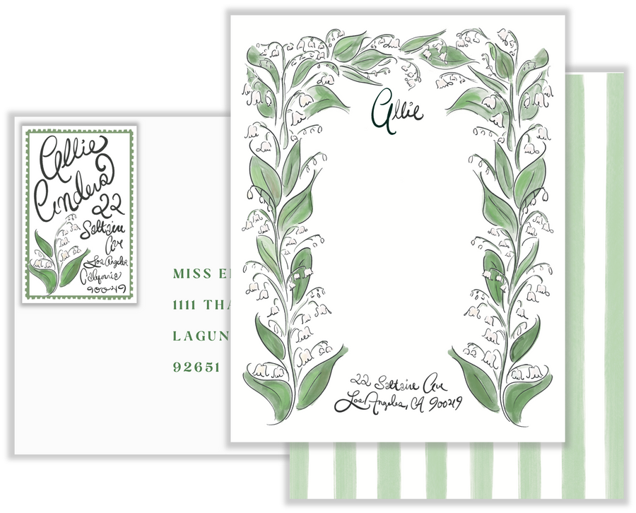 Climbing Lily of the Valley Set *Custom Calligraphy* | Stationery & Return Address Labels