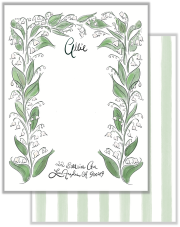 Climbing Lily of the Valley Custom Letterhead and Calligraphy by Laura Vogel Design