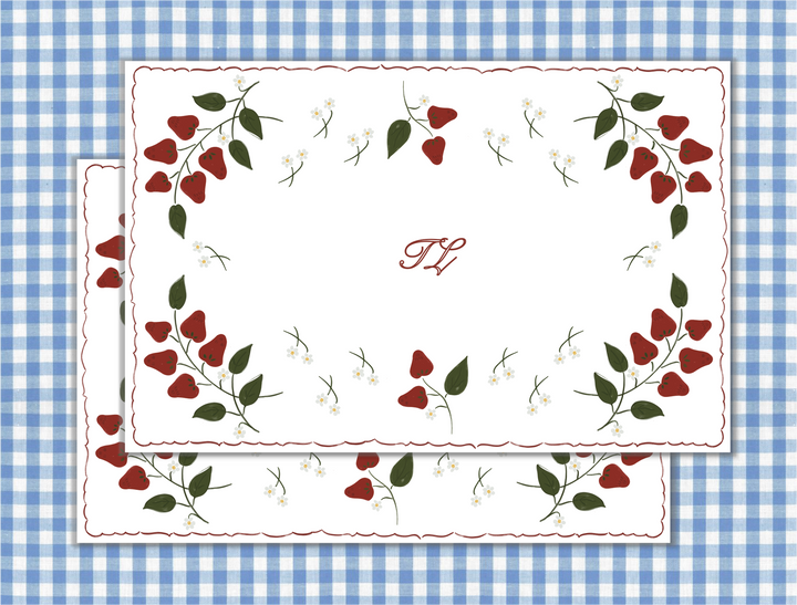 Strawberry Paper Placemats inspired by Vintage Applique Linens by Laura Vogel Design 