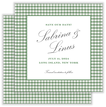 Green Gingham | Save the Date