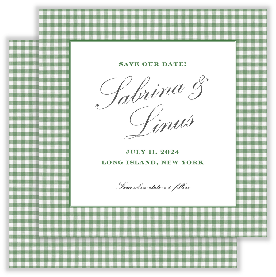 Green Gingham | Save the Date