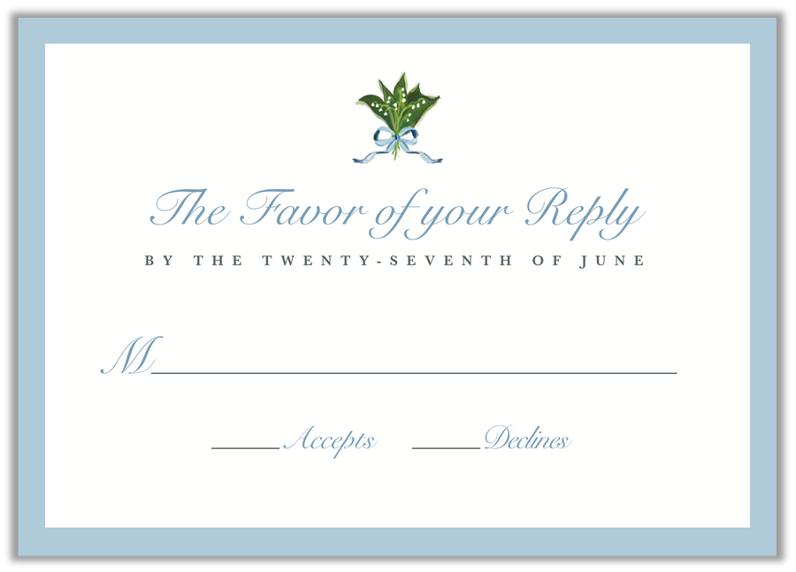 Lily of the Valley Gingham Reply RSVP Card by Laura Vogel Design