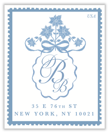Poinsettia Blue | Return Address Label (with Monogram)
