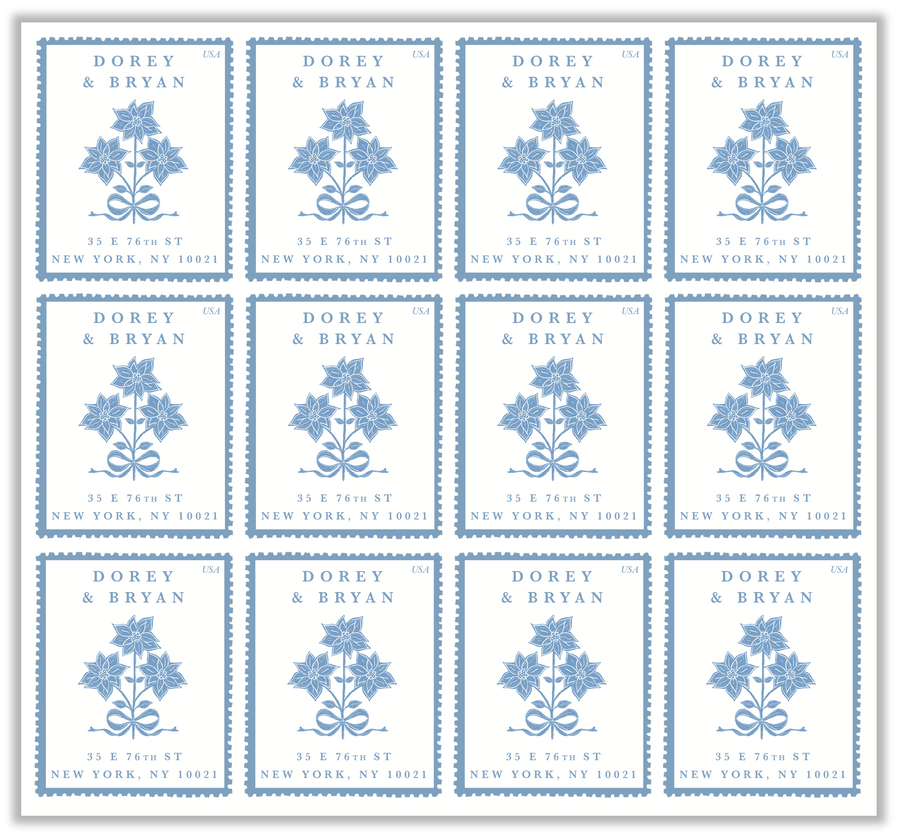 Poinsettia Blue | Return Address Labels