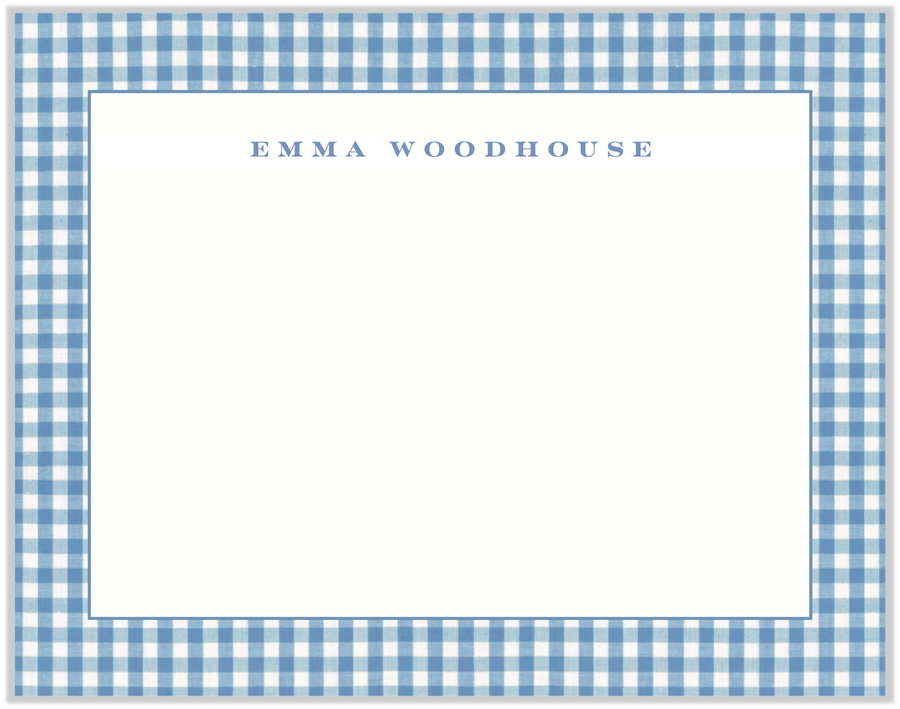 Laura Vogel Design - Blue Gingham Stationery & Return Address Stamp Gift Set