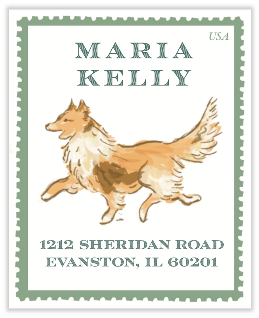 Sheltie Shetland Sheepdog Stationery and Return Address Stamps by Laura Vogel Design
