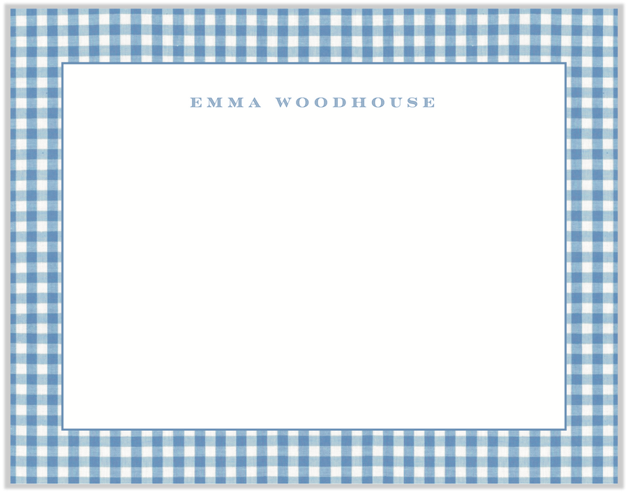 Laura Vogel Design - Blue Gingham Stationery Notecard