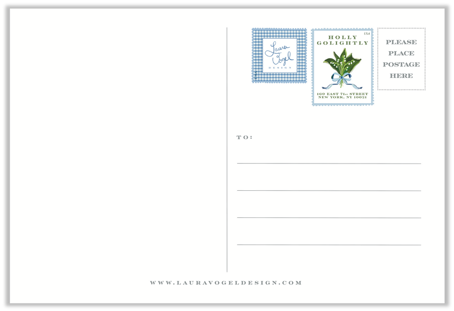 Lily of the Valley Personalized Postcard by Laura Vogel Design