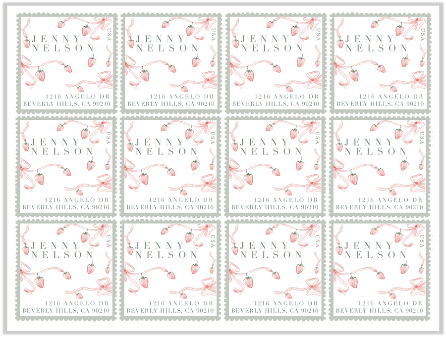 Laura Vogel Design - Strawberry & Bows Return Address Stamps