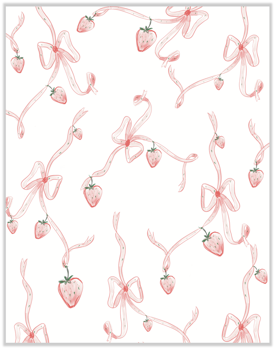 Laura Vogel Design - Strawberries & Bows Stationery Notecards