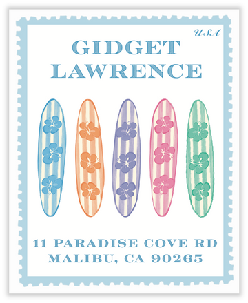 Surfer Girl Stationery and Return Address Labels by Laura Vogel Design