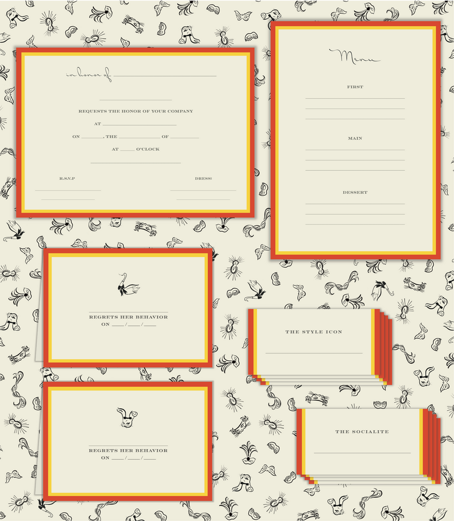 Stationery Invitation Suite Inspired by Truman Capote's Black and White Ball.  Designed by Melissa Smrekar and Laura Vogel Design.